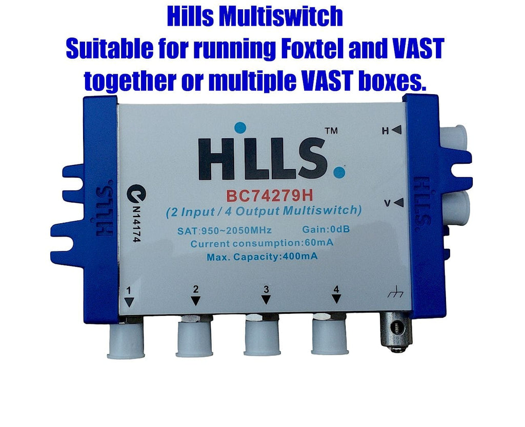 Hills 2 in 4 out Amplified Multiswitch - Suits Foxtel or VAST